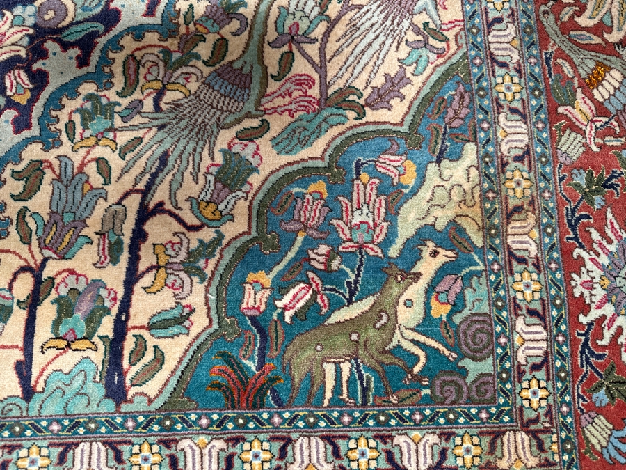 Finely Hand Knotted Wool Persian Area Rug With Animals 79 X 125 [Photo 12]