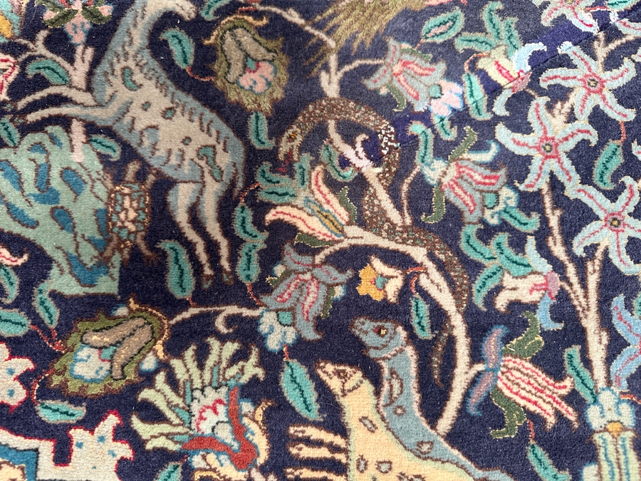 Finely Hand Knotted Wool Persian Area Rug With Animals 79 X 125 [Photo 9]