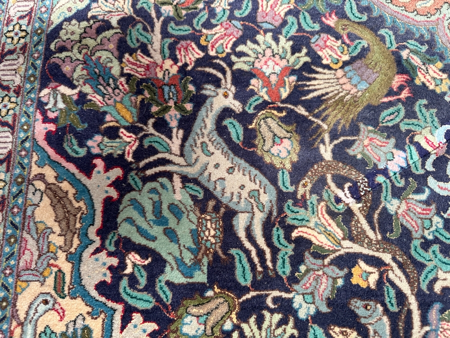 Finely Hand Knotted Wool Persian Area Rug With Animals 79 X 125 [Photo 10]