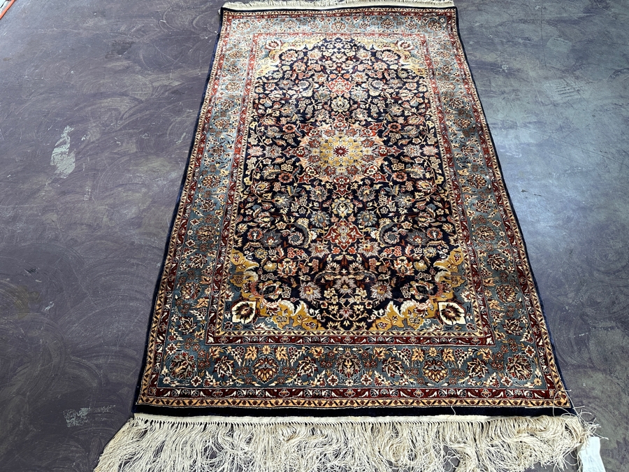 Finely Hand Knotted Silk Persian Area Rug 37 X 64 [Photo 3]