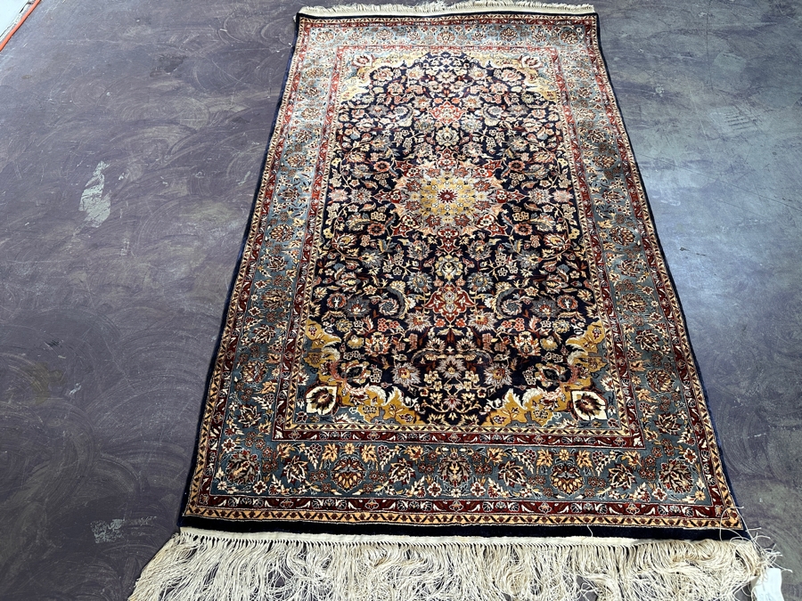 Finely Hand Knotted Silk Persian Area Rug 37 X 64 [Photo 2]