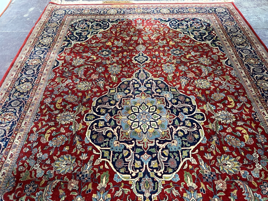 Hand Knotted Wool Persian Area Rug Made In India With Staining On One End 75 X 118 [Photo 7]