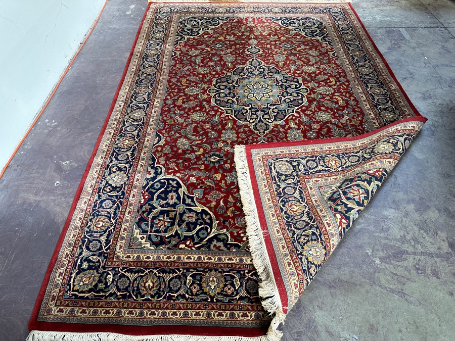 Hand Knotted Wool Persian Area Rug Made In India With Staining On One End 75 X 118 [Photo 10]