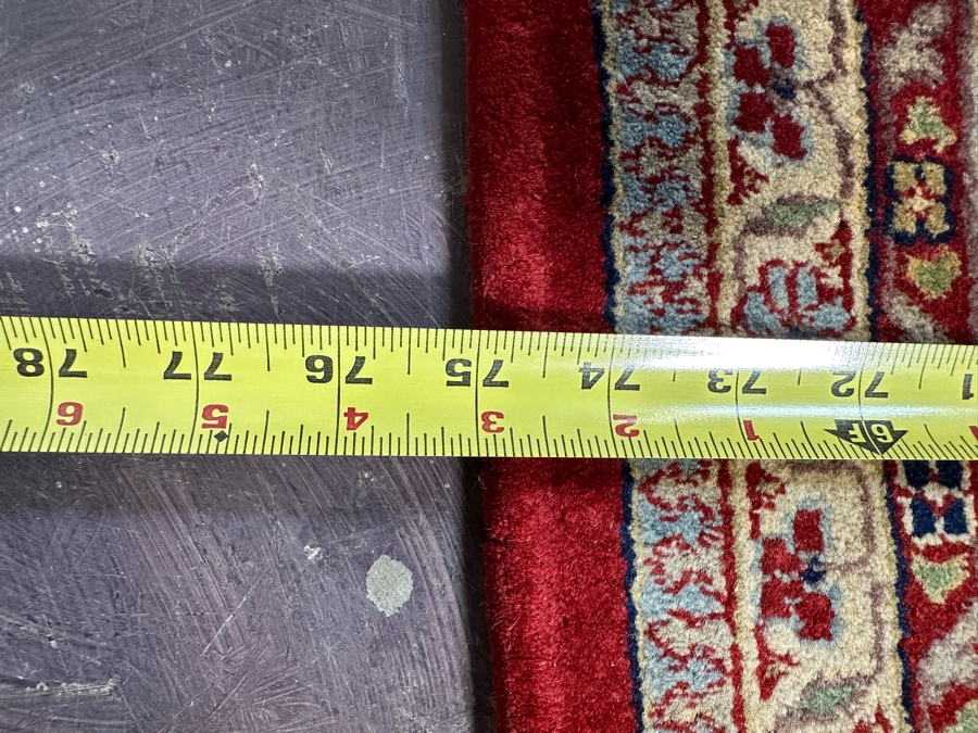 Hand Knotted Wool Persian Area Rug Made In India With Staining On One End 75 X 118 [Photo 12]