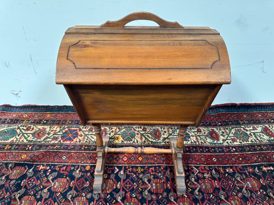 Vintage Wooden Standing Sewing Box 17W X 12D X 27H [Photo 2]
