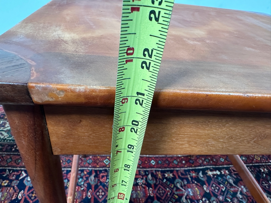 Vintage Mid-Century Modern 1955 Heritage Henredon Nesting Tables With Leather Tops 20W X 17D X 21H [Photo 15]