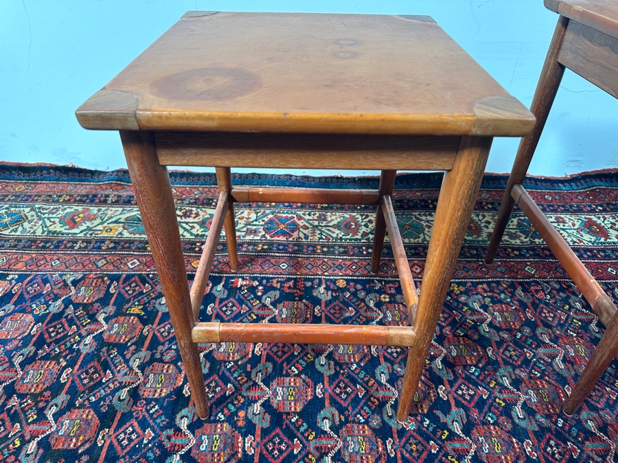 Vintage Mid-Century Modern 1955 Heritage Henredon Nesting Tables With Leather Tops 20W X 17D X 21H [Photo 10]