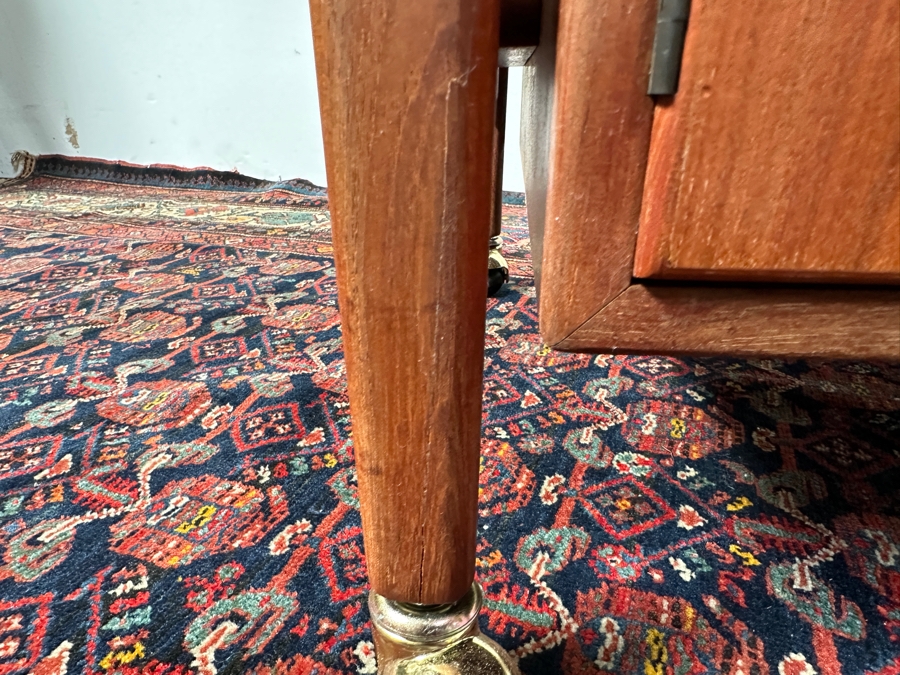 Vintage Mid-Century Modern Falster Mobelfabrik Drop-Leaf Rolling Bar Cart In Teak (2 Legs Have Hairline Cracks - See Photos) 35W X 21D X 34.5H With 22' Expandable Leaf [Photo 10]