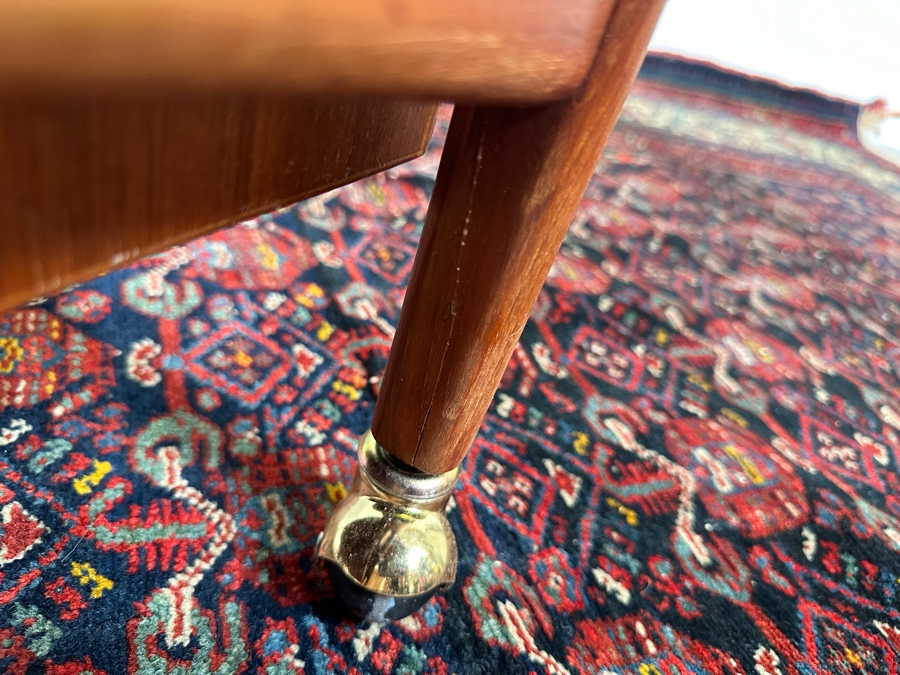 Vintage Mid-Century Modern Falster Mobelfabrik Drop-Leaf Rolling Bar Cart In Teak (2 Legs Have Hairline Cracks - See Photos) 35W X 21D X 34.5H With 22' Expandable Leaf [Photo 12]