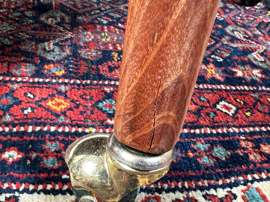 Vintage Mid-Century Modern Falster Mobelfabrik Drop-Leaf Rolling Bar Cart In Teak (2 Legs Have Hairline Cracks - See Photos) 35W X 21D X 34.5H With 22' Expandable Leaf [Photo 14]