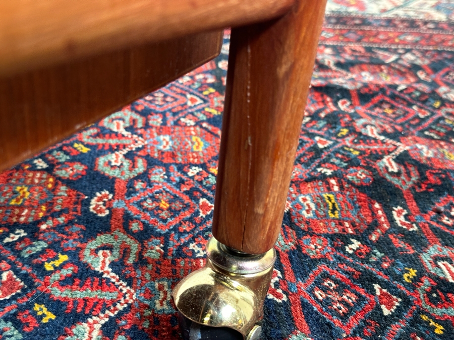 Vintage Mid-Century Modern Falster Mobelfabrik Drop-Leaf Rolling Bar Cart In Teak (2 Legs Have Hairline Cracks - See Photos) 35W X 21D X 34.5H With 22' Expandable Leaf [Photo 13]