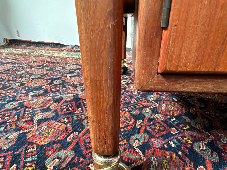 Vintage Mid-Century Modern Falster Mobelfabrik Drop-Leaf Rolling Bar Cart In Teak (2 Legs Have Hairline Cracks - See Photos) 35W X 21D X 34.5H With 22' Expandable Leaf [Photo 11]