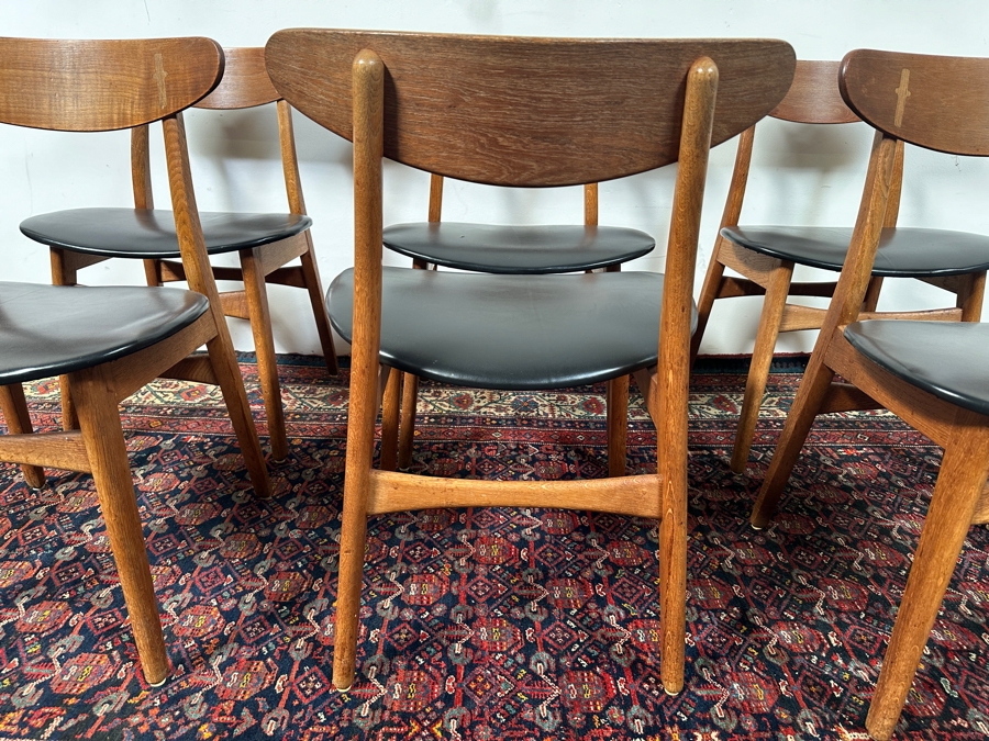 Six Signed Mid-Century Modern Carl Hansen & Son Danish Modern Chairs Designed By Hans J. Wegner Model CH 30 [Photo 6]