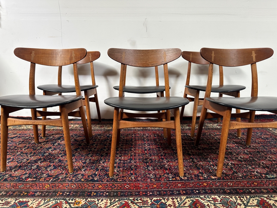 Six Signed Mid-Century Modern Carl Hansen & Son Danish Modern Chairs Designed By Hans J. Wegner Model CH 30 [Photo 14]