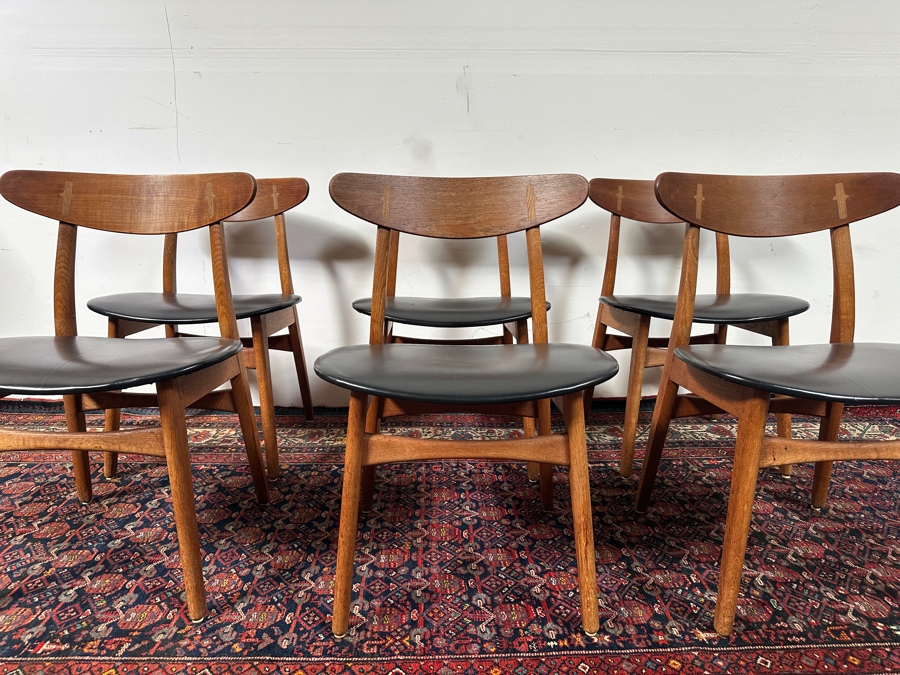 Six Signed Mid-Century Modern Carl Hansen & Son Danish Modern Chairs Designed By Hans J. Wegner Model CH 30 [Photo 15]