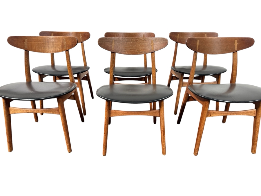 Six Signed Mid-Century Modern Carl Hansen & Son Danish Modern Chairs Designed By Hans J. Wegner Model CH 30 [Photo 2]