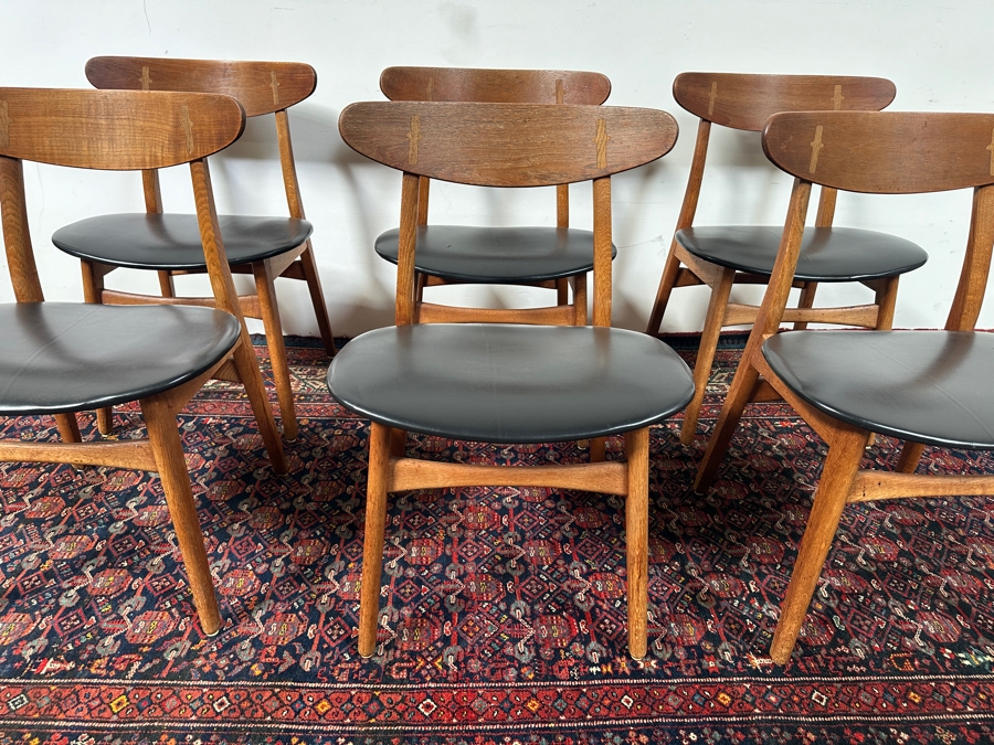 Six Signed Mid-Century Modern Carl Hansen & Son Danish Modern Chairs Designed By Hans J. Wegner Model CH 30 [Photo 16]