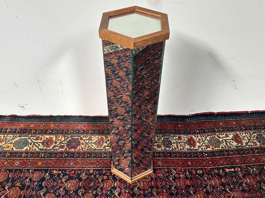 Vintage Mirrored Pedestal Table 10W X 37H [Photo 4]