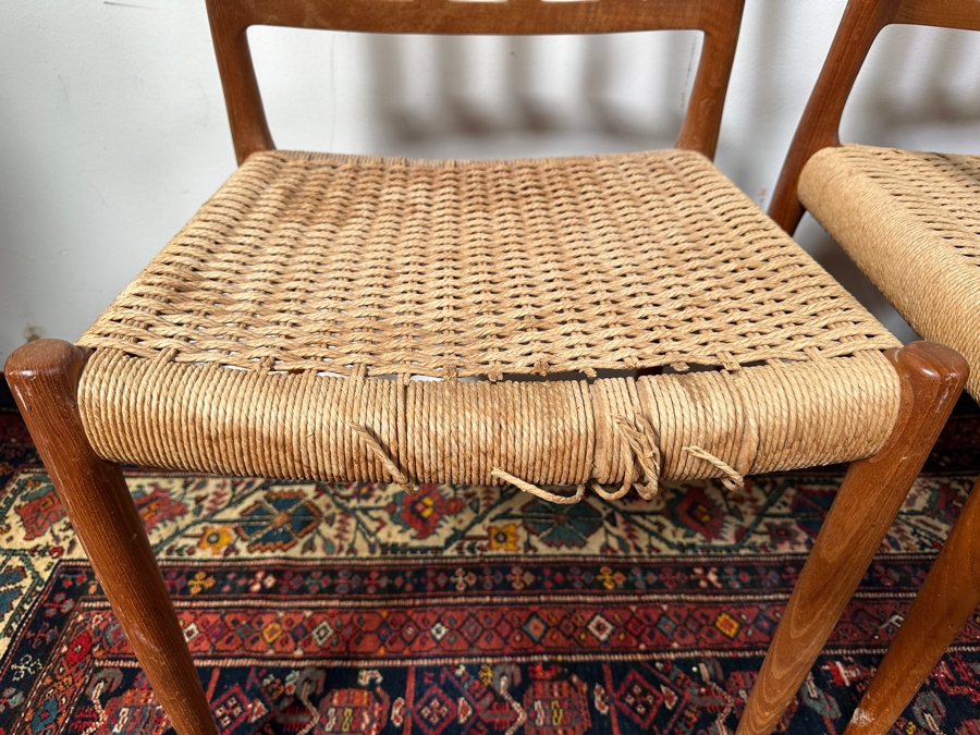 Vintage Mid-Century Modern Niels Otto Moller (J. L. Moller) Danish Teak Chairs, 2 X Model 66 Armchairs And 2 X Model 83 (Some Chairs Need Re-roping) [Photo 10]