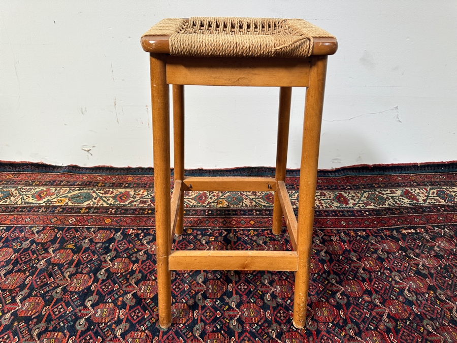 Vintage Mid-Century Modern Barstool Made In Yugoslavia (Need Re-roping) 29H [Photo 3]