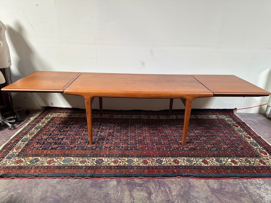 Vintage Mid-Century Danish Modern Johannes Andersen Teak Hidden Leaf Dining Table 67L (120.5L With Leaves In) X 35W X 29H - See Photos [Photo 7]