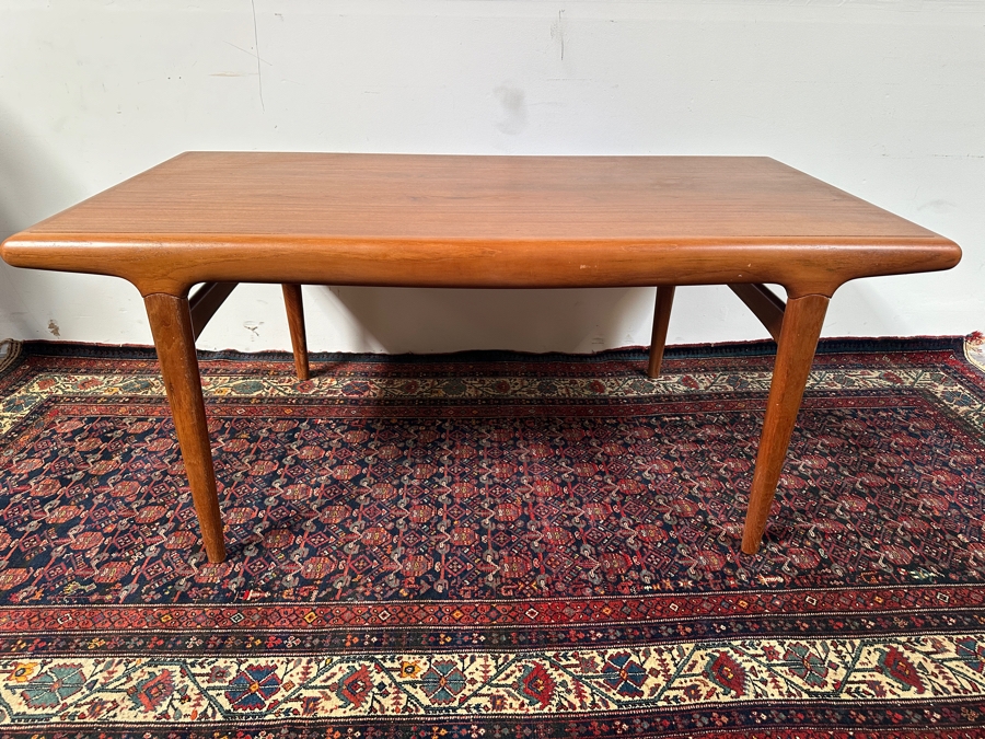 Vintage Mid-Century Danish Modern Johannes Andersen Teak Hidden Leaf Dining Table 67L (120.5L With Leaves In) X 35W X 29H - See Photos [Photo 2]