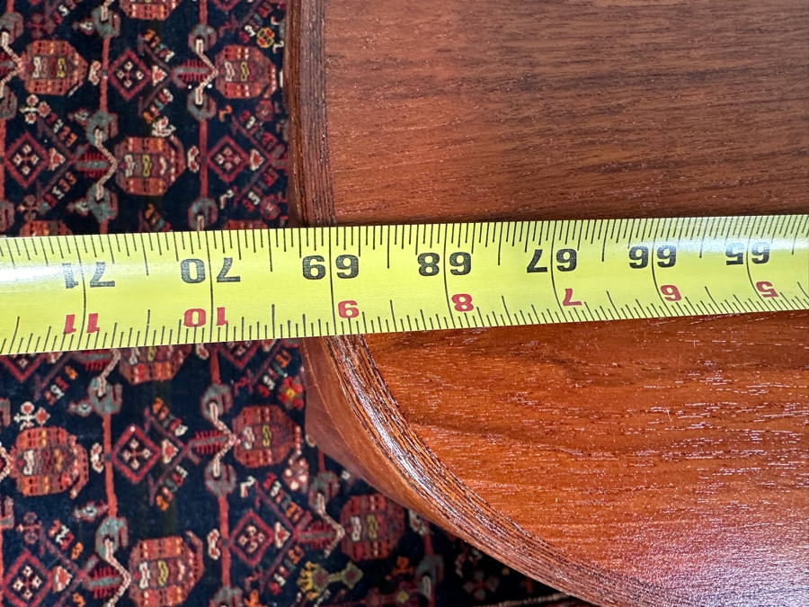 Custom Mid-Century Modern Teak Bow Front Coffee Table With Built-In Sliding Trays On Both Ends 69W X 28D X 19H [Photo 11]