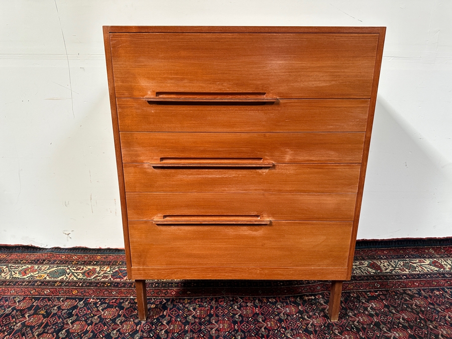 Just Added - Custom Mid-Century Modern Teak 6-Drawer Highboy Chest Of Drawers Dresser 36.5W X 19D X 47H [Photo 2]