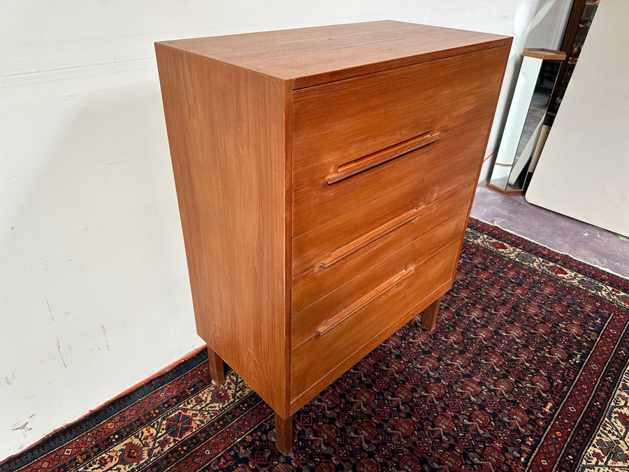 Just Added - Custom Mid-Century Modern Teak 6-Drawer Highboy Chest Of Drawers Dresser 36.5W X 19D X 47H [Photo 11]