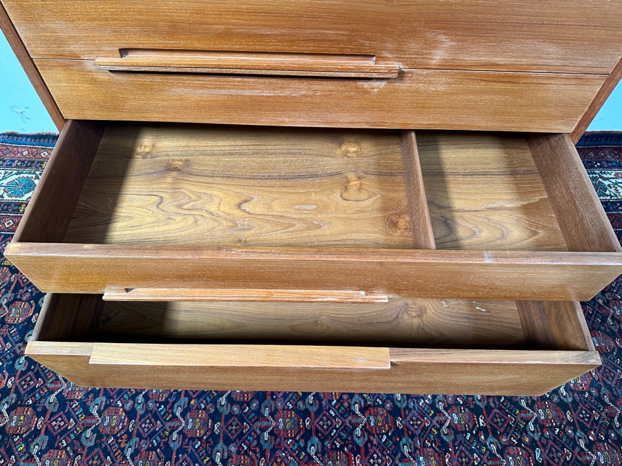 Just Added - Custom Mid-Century Modern Teak 6-Drawer Highboy Chest Of Drawers Dresser 36.5W X 19D X 47H [Photo 9]