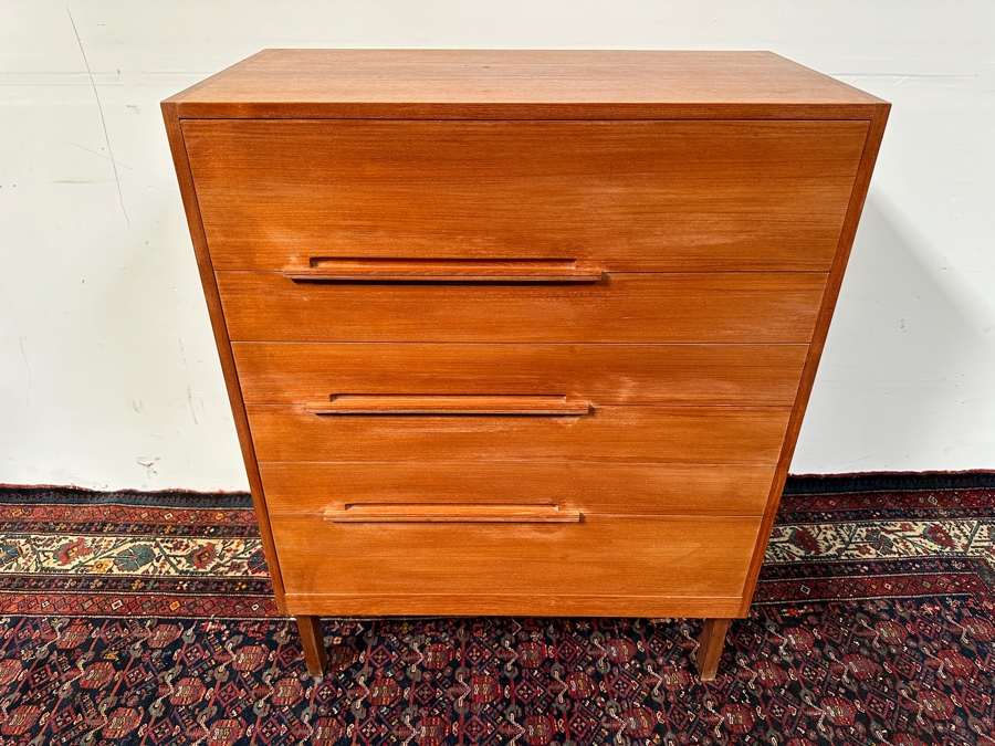 Just Added - Custom Mid-Century Modern Teak 6-Drawer Highboy Chest Of Drawers Dresser 36.5W X 19D X 47H [Photo 4]