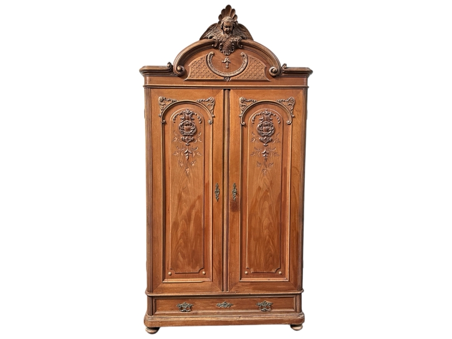 Antique French Carved Wooden Armoire 47W X 23D X 95H [Photo 1]