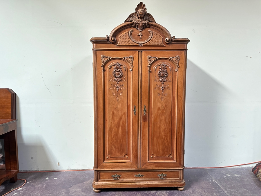 Antique French Carved Wooden Armoire 47W X 23D X 95H [Photo 2]