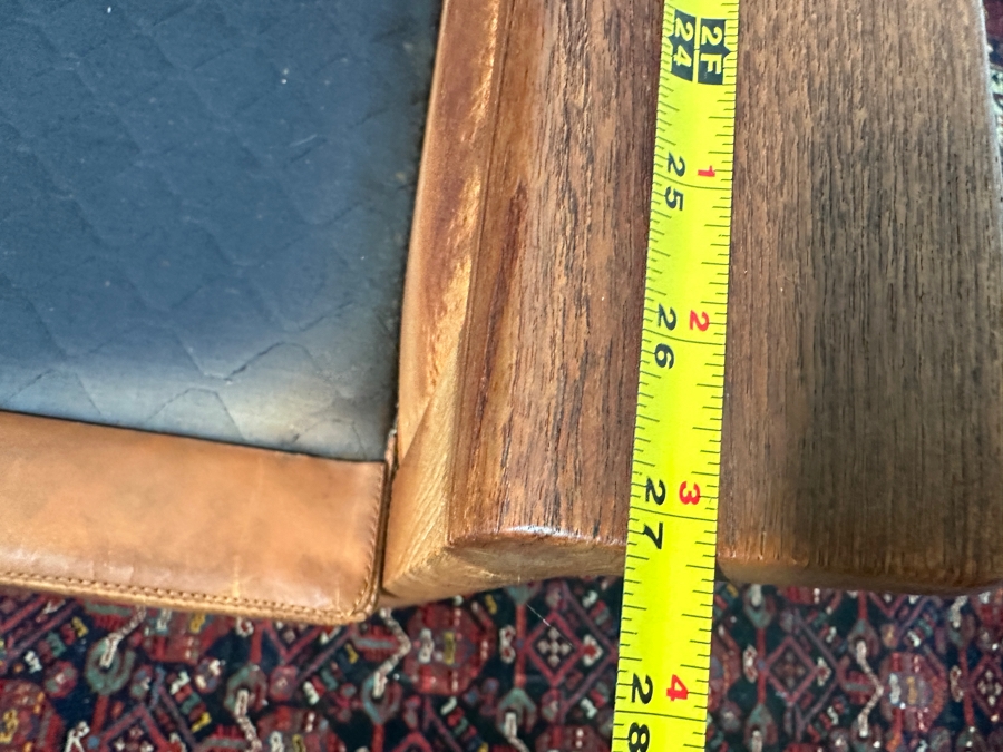 Pair Of Vintage Mid-Century Danish Modern Teak And Leather Armchairs Designed By Knut Saeter For Vatne Mobler 28W X 27D X 28H [Photo 11]