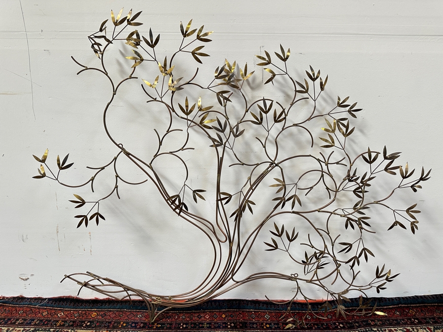 Large Brass Tree Wall Sculpture Attributed To Curtis Jere 56W X 47H [Photo 2]