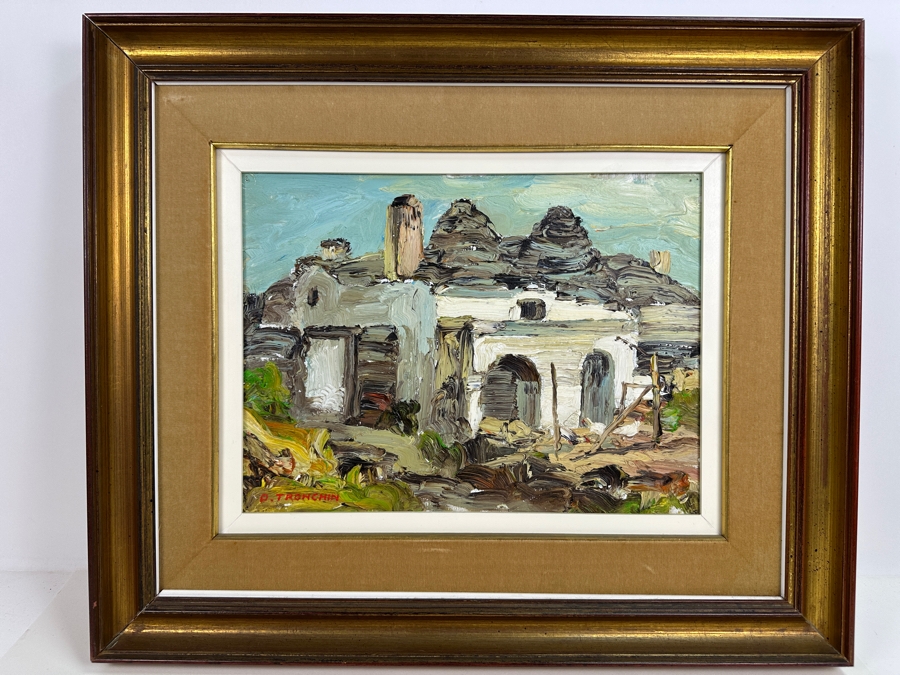 Dino Tronchin (20th Century, Italian) Original Abstract Expressionist Oil Painting On Canvas Artist Signed Lower Left Titled And Signed On Verso 16 X 12 [Photo 2]