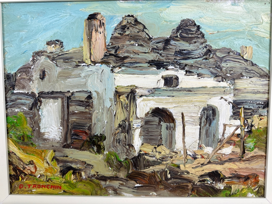 Dino Tronchin (20th Century, Italian) Original Abstract Expressionist Oil Painting On Canvas Artist Signed Lower Left Titled And Signed On Verso 16 X 12 [Photo 4]