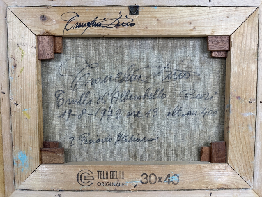 Dino Tronchin (20th Century, Italian) Original Abstract Expressionist Oil Painting On Canvas Artist Signed Lower Left Titled And Signed On Verso 16 X 12 [Photo 8]