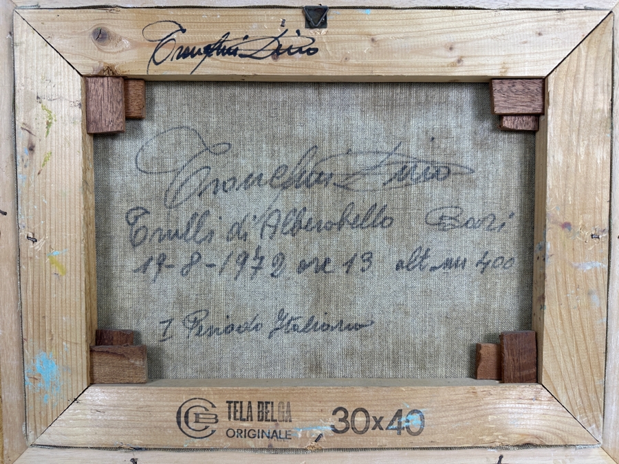 Dino Tronchin (20th Century, Italian) Original Abstract Expressionist Oil Painting On Canvas Artist Signed Lower Left Titled And Signed On Verso 16 X 12 [Photo 9]