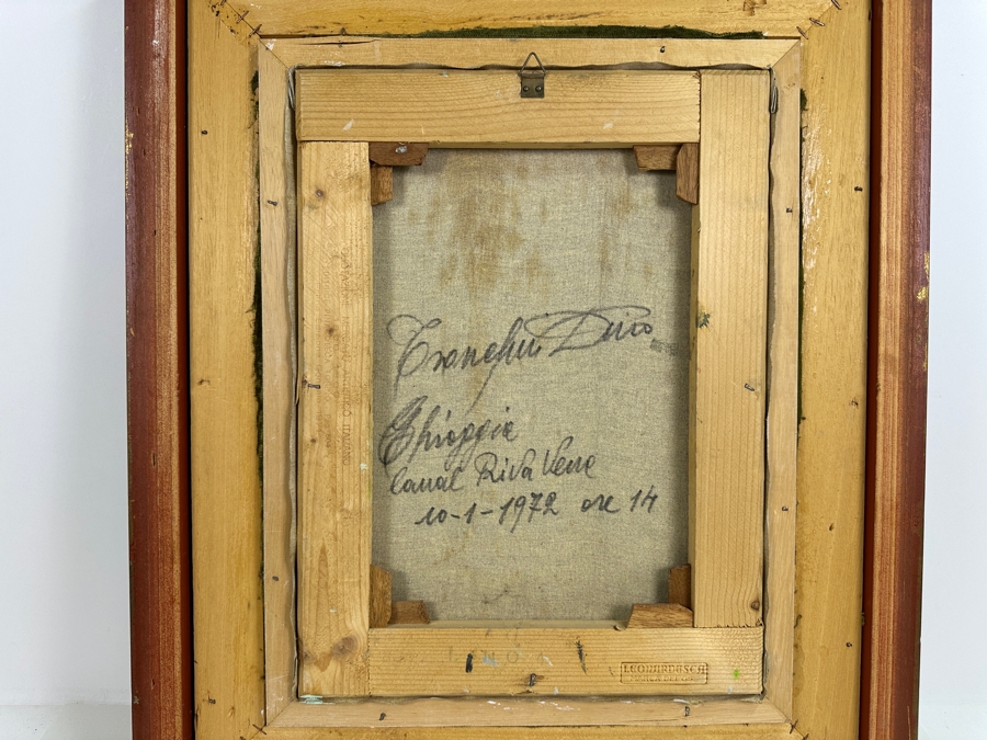 Dino Tronchin (20th Century, Italian) Original Abstract Expressionist Oil Painting On Canvas Of A Ship In Harbor Artist Signed Lower Right Titled And Signed On Verso 12 X 16 [Photo 9]