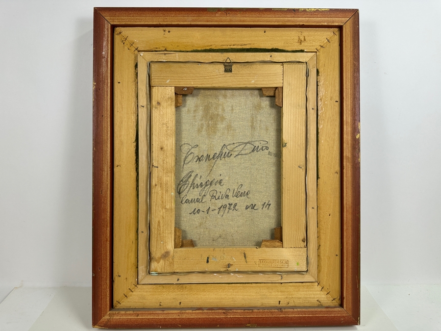 Dino Tronchin (20th Century, Italian) Original Abstract Expressionist Oil Painting On Canvas Of A Ship In Harbor Artist Signed Lower Right Titled And Signed On Verso 12 X 16 [Photo 8]