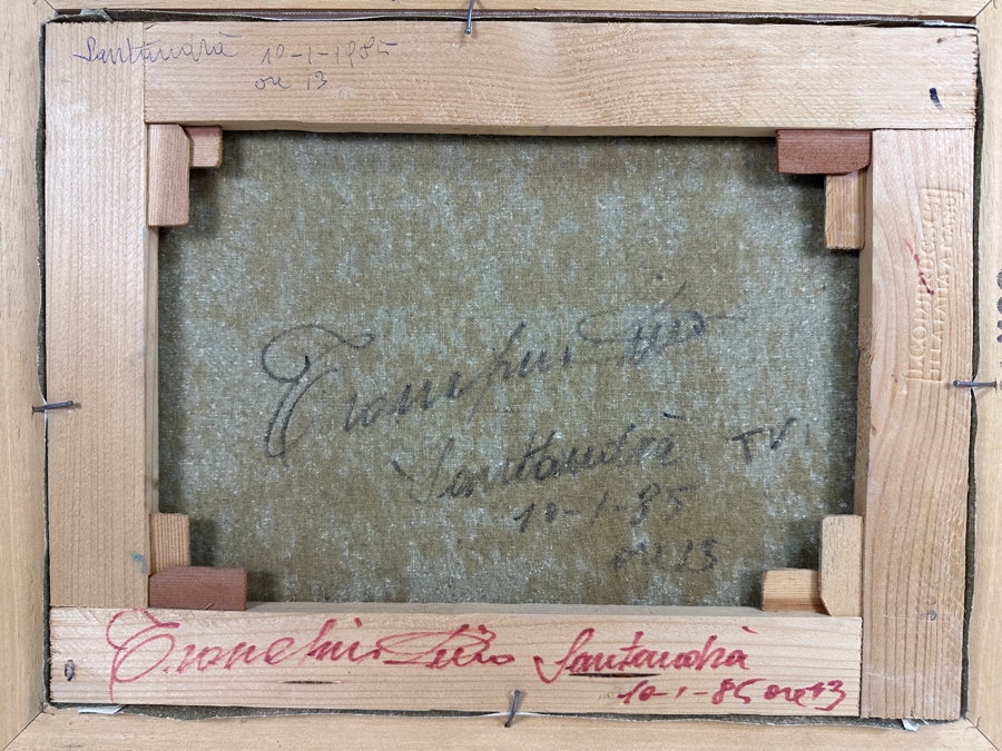 Dino Tronchin (20th Century, Italian) Original Abstract Expressionist Oil Painting On Canvas Artist Signed Lower Left Titled And Signed On Verso 16 X 12 [Photo 8]