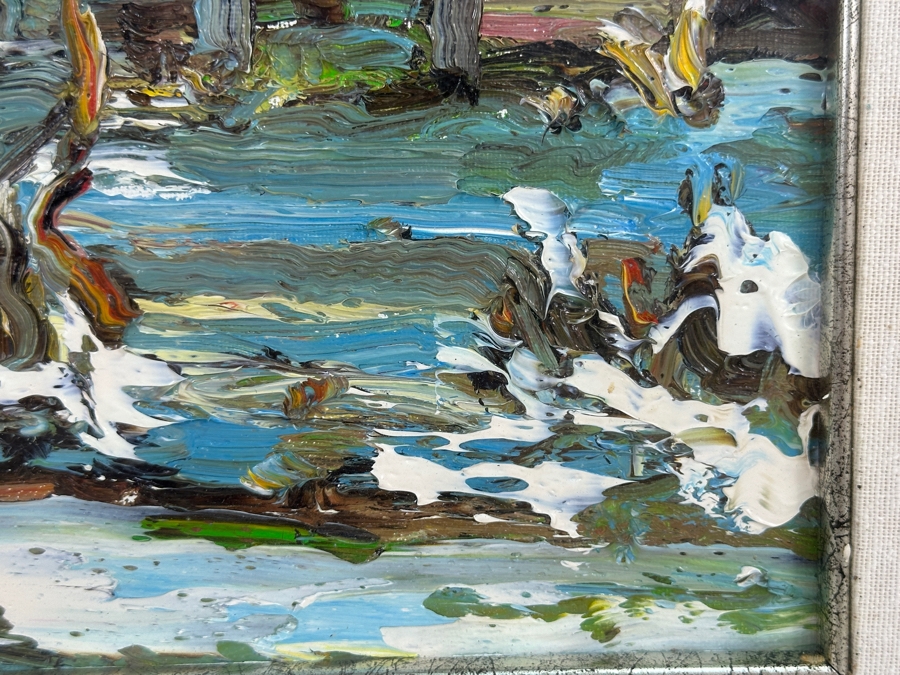 Dino Tronchin (20th Century, Italian) Original Abstract Expressionist Oil Painting On Canvas Artist Signed Lower Left Titled And Signed On Verso 16 X 12 [Photo 6]