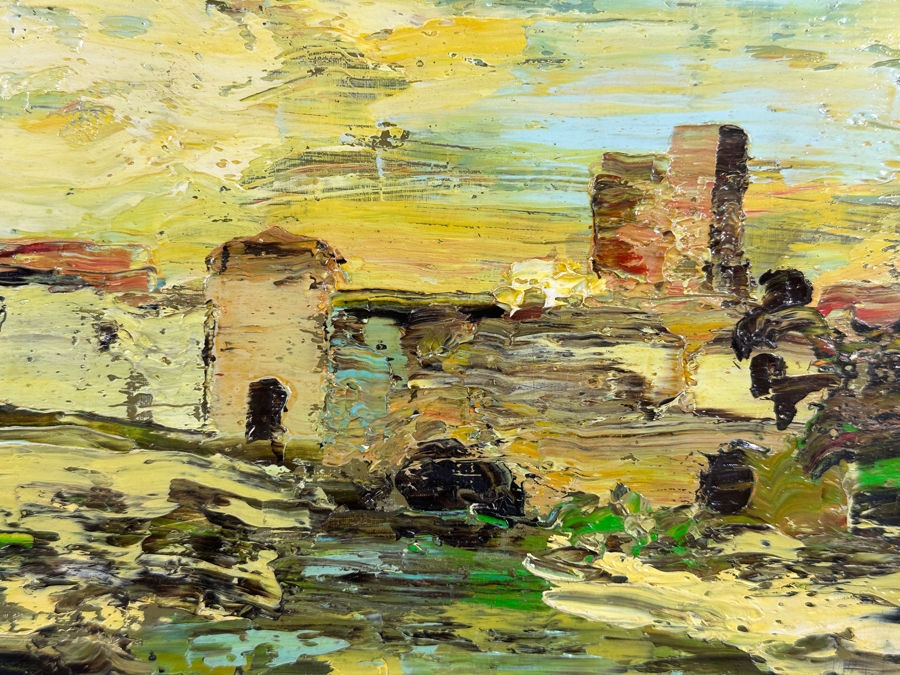 Dino Tronchin (20th Century, Italian) Original Abstract Expressionist Oil Painting On Canvas Artist Signed Lower Left Titled And Signed On Verso 16 X 12 [Photo 5]