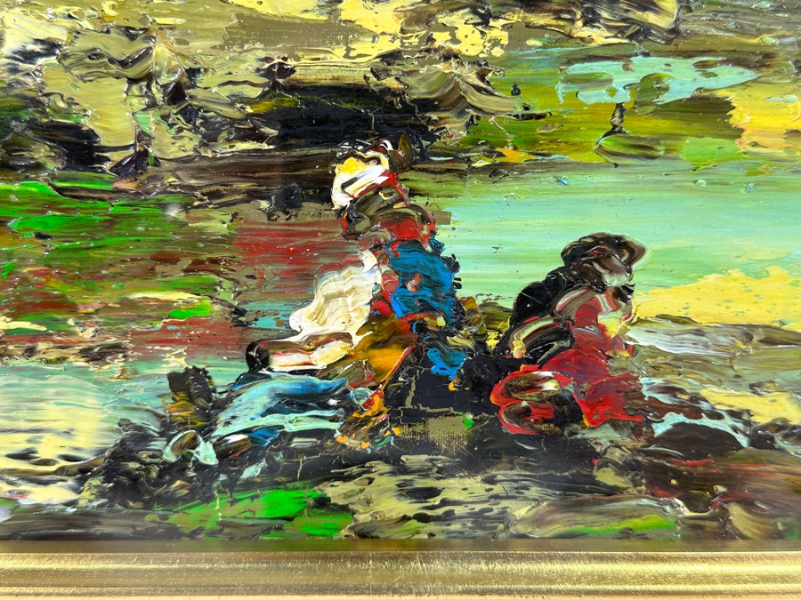 Dino Tronchin (20th Century, Italian) Original Abstract Expressionist Oil Painting On Canvas Artist Signed Lower Left Titled And Signed On Verso 16 X 12 [Photo 3]