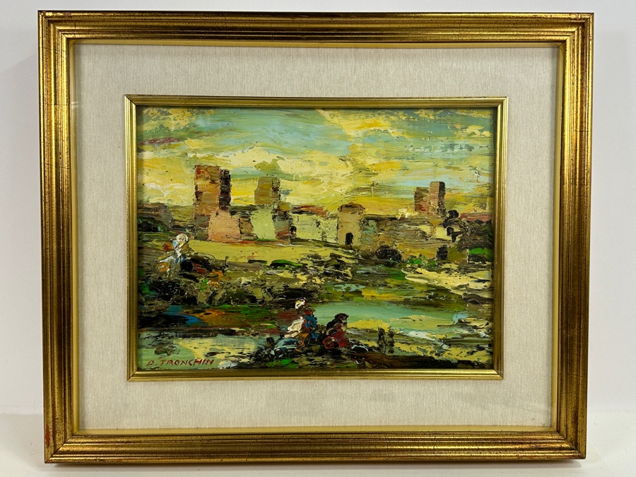 Dino Tronchin (20th Century, Italian) Original Abstract Expressionist Oil Painting On Canvas Artist Signed Lower Left Titled And Signed On Verso 16 X 12 [Photo 2]