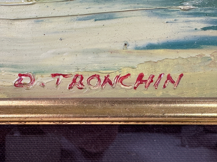 Dino Tronchin (20th Century, Italian) Original Abstract Expressionist Oil Painting On Canvas Artist Signed Lower Left Titled And Signed On Verso 16 X 12 [Photo 8]