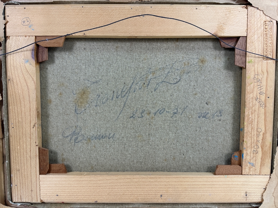 Dino Tronchin (20th Century, Italian) Original Abstract Expressionist Oil Painting On Canvas Artist Signed Lower Left Titled And Signed On Verso 16 X 12 [Photo 7]