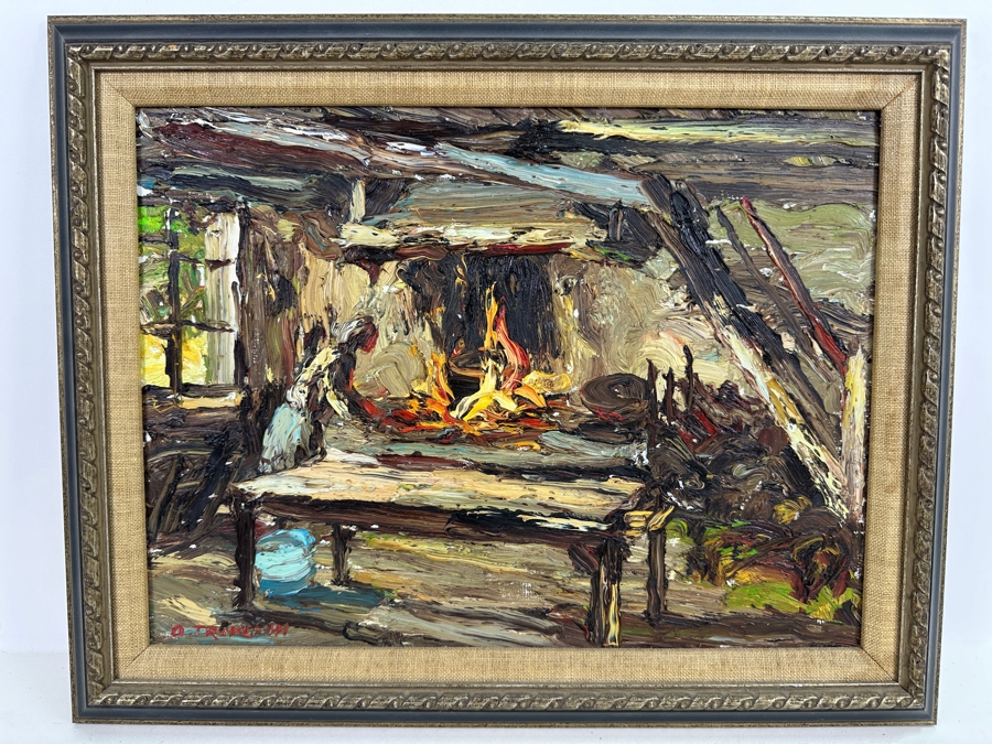 Dino Tronchin (20th Century, Italian) Original Abstract Expressionist Oil Painting On Canvas Artist Signed Lower Left Titled And Signed On Verso 16 X 12 [Photo 2]