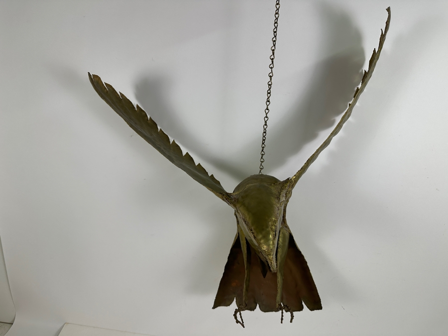 Hanging Brass Eagle Hawk Sculpture 20W X 18D X 14H [Photo 2]